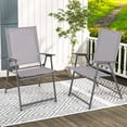 thumbnail image 2 of Costway 2pcs Patio Folding Portable Dining Chairs Metal Frame Armrests Outdoor Grey, 2 of 9
