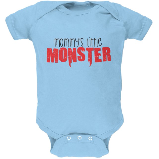 Mommy's Little Monster Bleu Pâle Doux Grenouillère pour Bébé