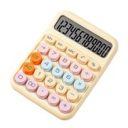 Riwcyla Mechanical Calculator 12 Digit Large LCD Display Big Round Button Cute Candy Colored Calculator Suitable for Office School Home for Kids Students Accountant , Yellow