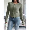 thumbnail image 4 of Women's Slim Fitted Round Neck Cardigan Sweater Button Down Basic Knit Outerwear Green L, 4 of 10