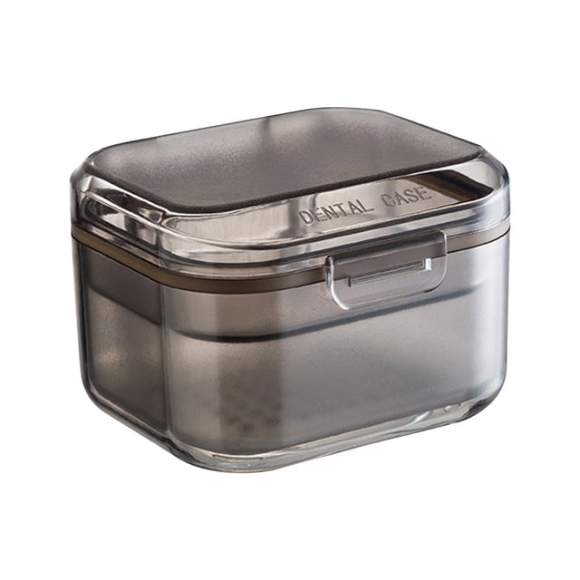 Rbaofujie Storage Box Portable Denture Box, 3 Layer Denture Cup with Filter Denture Bath Box Small Retainer Cleaner Box Mouth Guard Braces Travel Container for Storage and Soaking Jewelry Storage
