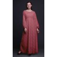 thumbnail image 3 of Bimba Robe Maxi à Manches Longues pour Femmes en Georgette Mousse Imprimée de Feuilles de Thé, Taille Élastique - Xxx-Grand, 3 of 5