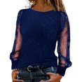thumbnail image 1 of Pxiakgy Vente Chaude!! T-Shirt à Manches Longues en Maille Pailletée Col Rond Décontracté Bleu S, 1 of 4