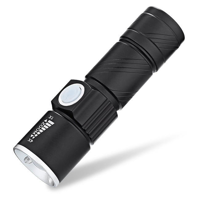 Decodeary Flashlight USB Mini Handheld LED Light Professional Torch Outdoor Small Emergency Torches for Camping Hiking Fishing Black