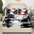 thumbnail image 3 of Erosebridal Chinese Ink Sheet Set Full, Mountain Tree Bedding Sets Full Size, Lake House Decor 4pcs, 3 of 7