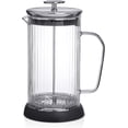 thumbnail image 2 of JoyJolt Fluted French Press Coffee and Tea Maker Set, 33.8oz Stainless Steel Press, Borosilicate Glass Coffee Press, Cold Brew Portable French Press, Tea Press, Large, clear, 2 of 8