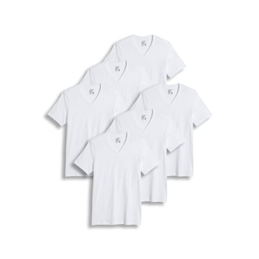 Jockey T-Shirt de Dessous Classique à Col en V pour Hommes Grande Taille et Taille Forte en Coton 100 % - Lot de 6