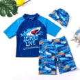 thumbnail image 2 of Akiihool Boy Rash Guard Long Sleeve Boys Two Piece Rash Guard and Swim Trunks Outfit Set Kids Short Sleeve Swimsuit (Blue,18-24 Months), 2 of 4