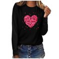 thumbnail image 1 of Qertyioot Chandail Cœur d'Amour Valentines Day Grande Taille à Enfiler, Haut à Manches Longues Imprimé à Col Rond pour Femmes, 1 of 3
