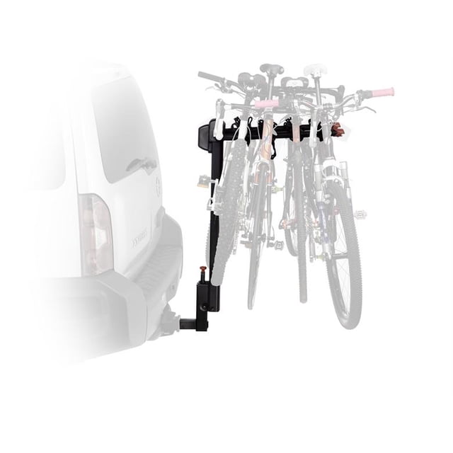 Yakima Porte-Vélo à Montage d'Inclinaison pour 4 Vélos pour Voiture/camion/VUS, Double Down 4, Fixé à l'Arrière d'Un Véhicule. Conçu pour un Transport Sécurisé des Vélos, Il Peut Contenir jusqu'à Quatre Vélos avec Berceaux Rembourrés et Sangles Anti-Basculement pour Empêcher le contact Vélo à Vélo. Comprend un Mécanisme d'Inclinaison pour l'Accès au Véhicule Arrière et Convient aux Récepteurs d'Inclinaison de 1,25 Po et 2 Po.
