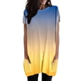 thumbnail image 1 of TSADFHJI Hauts de Noël Grande Taille pour Femmes Été Décontracté Ample Chandail Col Rond Tunique à Manches Courtes avec Poches G Jaune, 1 of 5