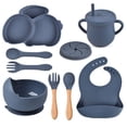 thumbnail image 1 of AMERTEER 9Pcs Children‘S Silicone Tableware Set Baby Non-Slip Divided Children‘S Plate Bowl With Suction Cup, 1 of 5