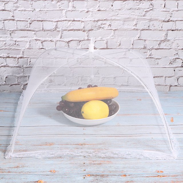 Food Cover, Food Cover Tent, Mesh Material For Home Food Mesh Edge White 43x43cm