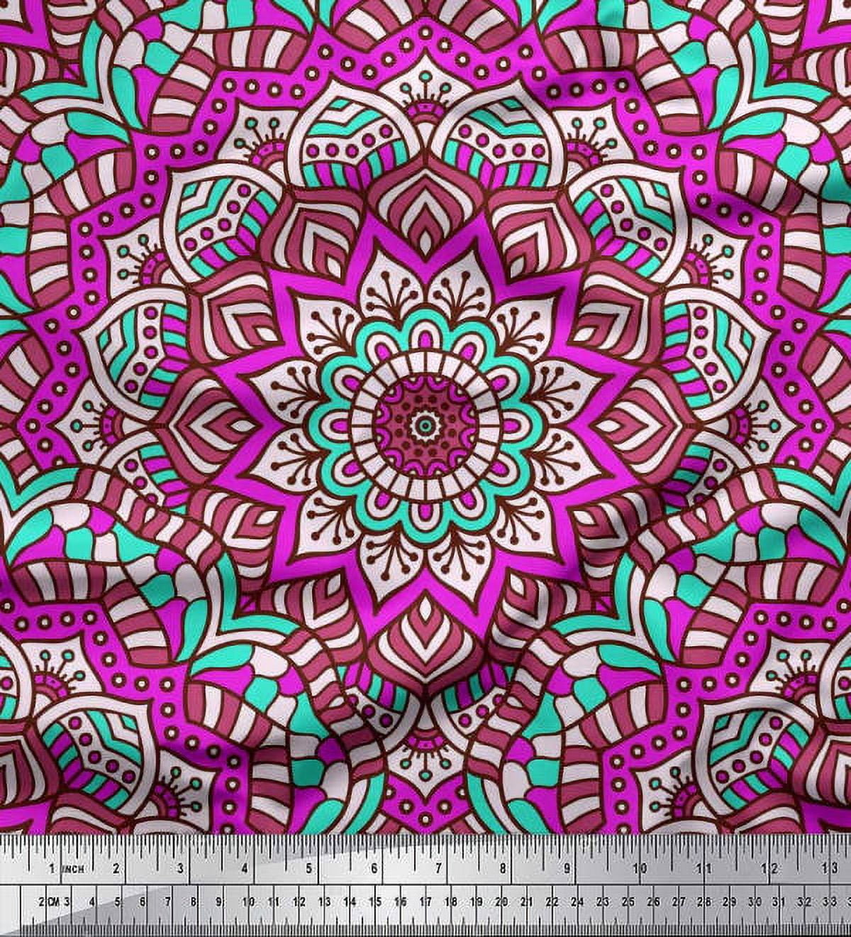 Soimoi Poly Georgette Fabric Mandala Kaleidoscope Fabric Prints by Yard 52 Inch Wide