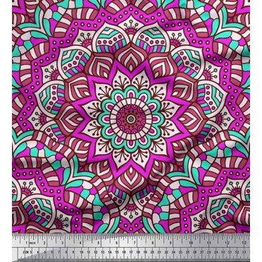 Soimoi Rayon Fabric Mandala Kaleidoscope Print Fabric by The Yard 42 Inch Wide