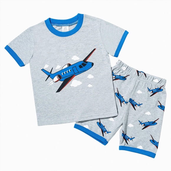 Ymyiu Toddler Bamboo Pajamas Boys Pajamas Big Boys Pjs Set Summer Short Sleeve Kids Pajama Lounge Sleepwear Size 6-7 Years (Blue,6-7 Years)