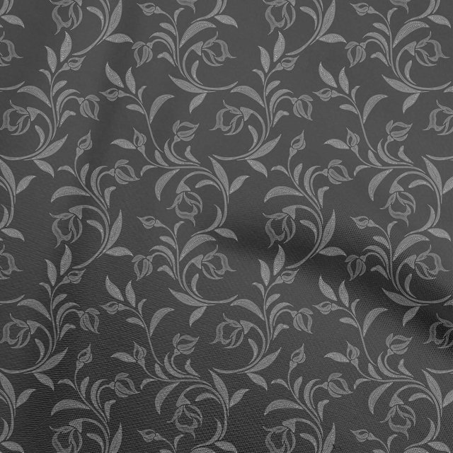 oneOone Polyester Spandex Gray Fabric Floral Craft Projects Decor Fabric Printed By The Yard 56 Inch Wide