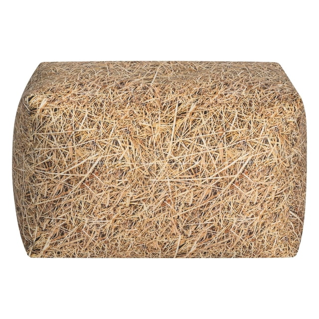 Gouchee Home Pouf Grand en Forme de Cube en Paille, Fauteuil Poire pour Enfants en Forme de Cube avec Motif de Paille Imprimé Numériquement sur Tissu en Velours polyester Doux, Rempli de Billes de Polystyrène Légères, Idéal comme Repose-Pieds, Siège d'Accent Ou ottoman dans les Pièces de Style Ferme.