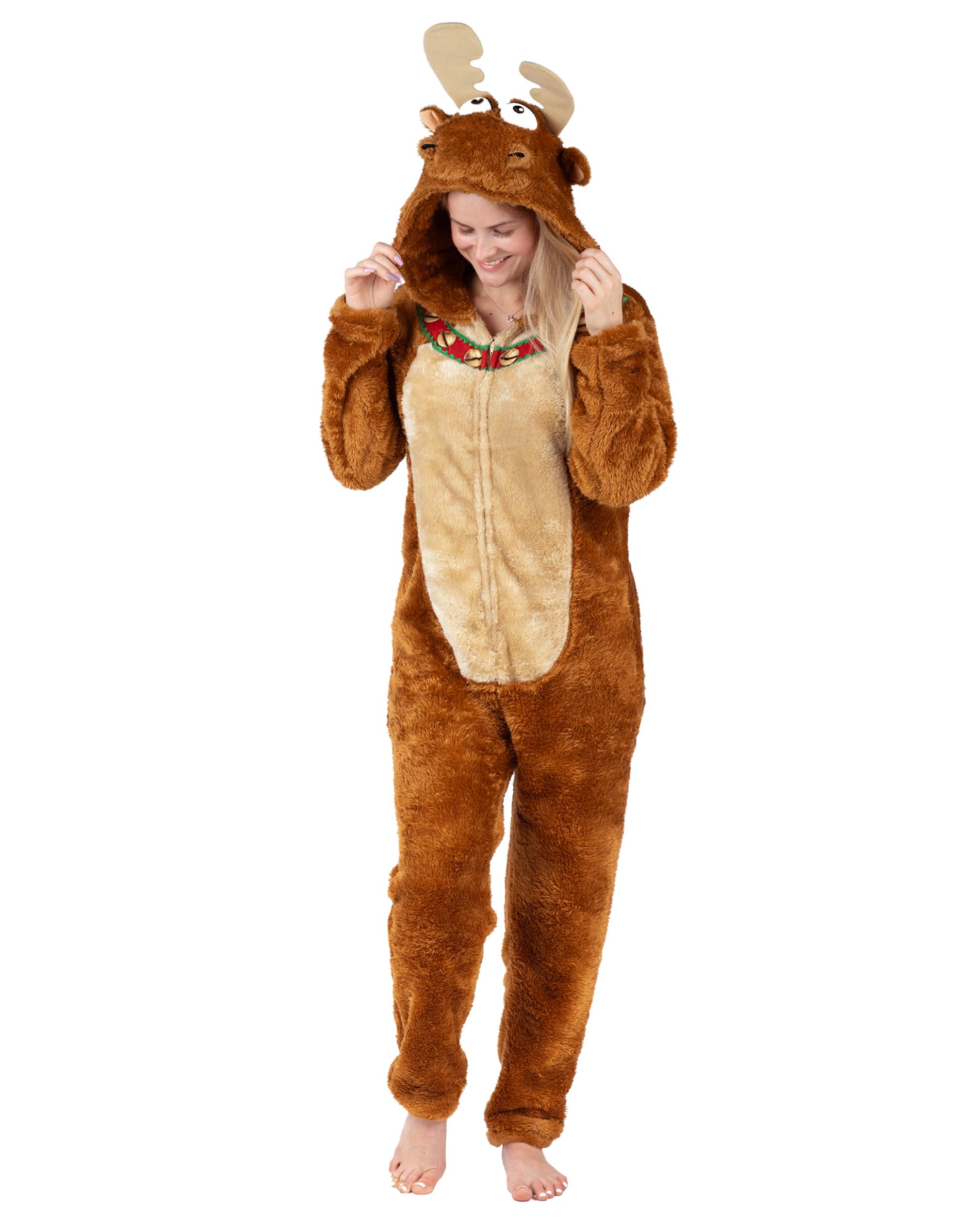 Combinaison de Noël pour Hommes, Pyjama à Fermeture Éclair, Lapin Rose, Yeti Ou Orignal