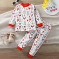 thumbnail image 2 of GDREDA Ensembles Garçon Tout-Petit Garçons Tout-Petits Enfants Mignons Pyjamas à Manches Longues T-Shirt Imprimé Hauts et Pantalons 2 Pcs Enfant Ensemble&Tenues Rouge,3-4 Ans, 2 of 3