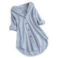 thumbnail image 1 of Timegard Womens Shirts Striped Long Sleeve Lapel v Neck Button up Tops Fall Casual Work Loose Blouse, 1 of 3