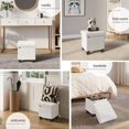thumbnail image 4 of STORAGEBUD Ottoman with Storage for Living Room 15 Inch Storage Ottoman Cube Small Ottoman Foot Rest Boucle Foot Stool Ottoman Max 330lbs White Ottoman, 4 of 5