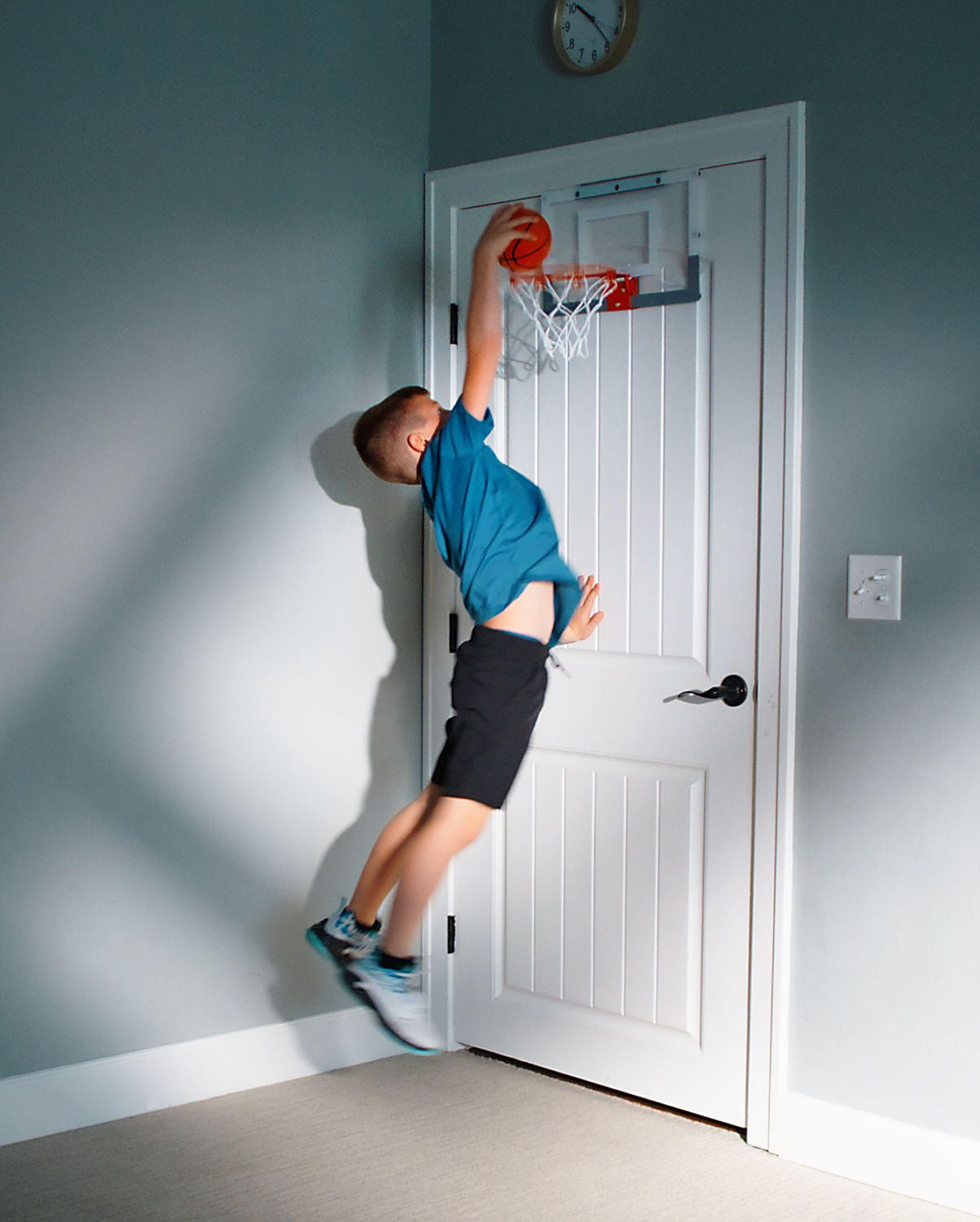 Spalding Slam Jam Indoor Over-The-Door Mounting Mini Basketball Hoop & Net w/ Ball