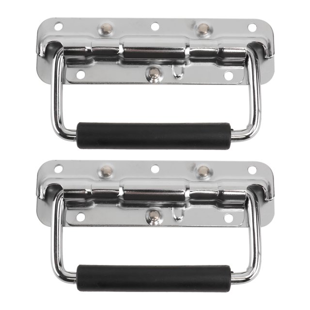 2 Pcs Poignées Pliantes pour Accessoires de Boîtier d'Instruments Argent