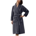 thumbnail image 1 of Women's Robe Fleece Plush Soft Fluffy Fuzzy Cozy Winter Warm Lightweight Kimono Robes Knee Length Bathrobe, 1 of 4