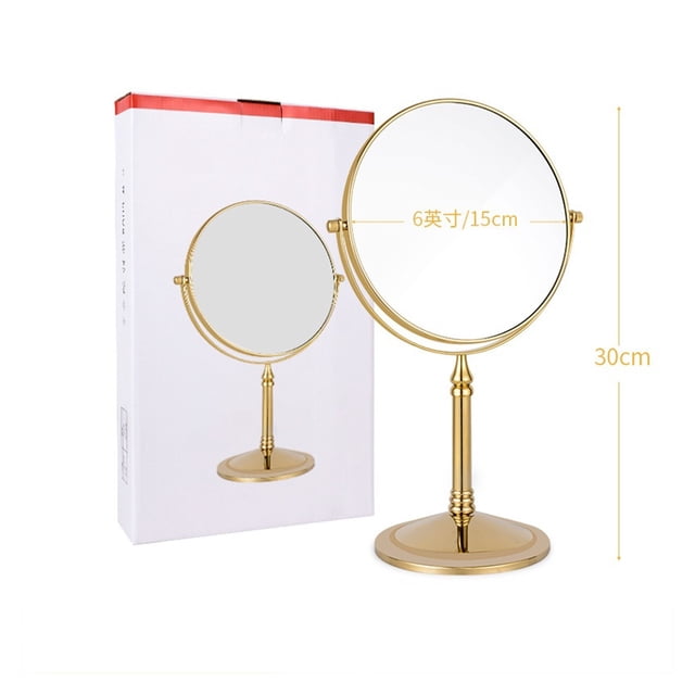 Personal Makeup Mirror Vanity Mirror With Lights Desktop Vanity Mirror Stainless Steel Rotating Double-sided Mirror Retro Bathroom Mirror Handheld Beauty Mirror ,Widely Use