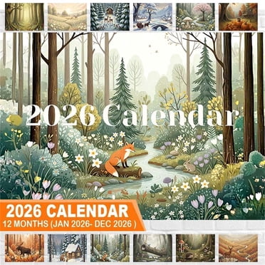 EGNMCR Calendriers Animaux de la Forêt Calendrier Nature - 12 Mois de Scènes Fantaisistes Calendrier Mural pour Amateurs de Nature Déco Maison Janv - Déc 2026 Calendrier Mural