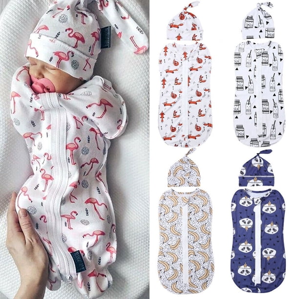 Newborn Kids Baby Cotton Zipper Swaddle Blanket Wrap Sleeping Bag