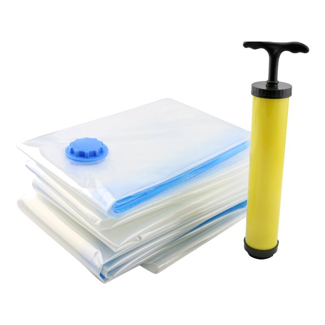 5 Pcs Sacs de Compression sous Vide Vêtements Literie Pochettes Sac de Rangement avec Pompe
