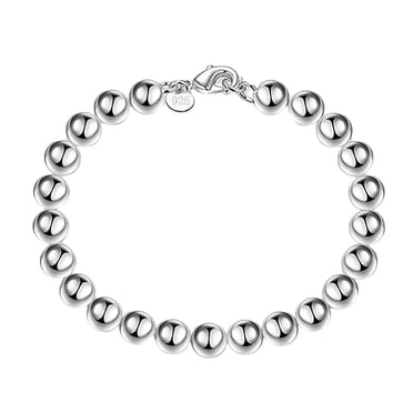 Riforla Bijoux pour Femmes Bracelet Chaîne Perlée en Argent 8 mm Accessoires Mode pour Dames Bijoux pour Femmes Argent