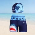 thumbnail image 2 of Boys Swim Trunks with Shark Print, 2 Piece Swimsuit Set for Kids, Elastic Waist Swim Shorts with UPF 50+ Sun Protection, Quick Dry Pool Beach Wear for Little Adventurers, Includes Swim Cap, 2 of 3