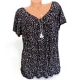thumbnail image 2 of Blouse à Manches Courtes à Col en V Imprimé pour Femmes Grande Taille, Chandail à Enfiler, Hauts Chemise, Été, Hauts Amples Grande Taille pour Femmes en Solde, 2 of 6