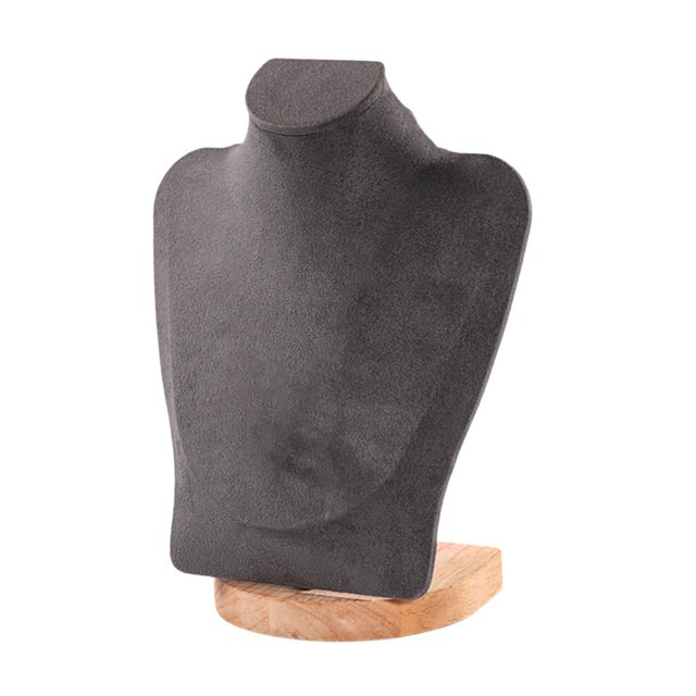 Milaget Necklace Display Chain Bust Stand Holder Decor for Showcase Store Countertop 23 cm Grey Velvet