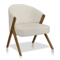 thumbnail image 1 of Bouclair Off White Fabric and Wood Accent Chair, 1 of 10