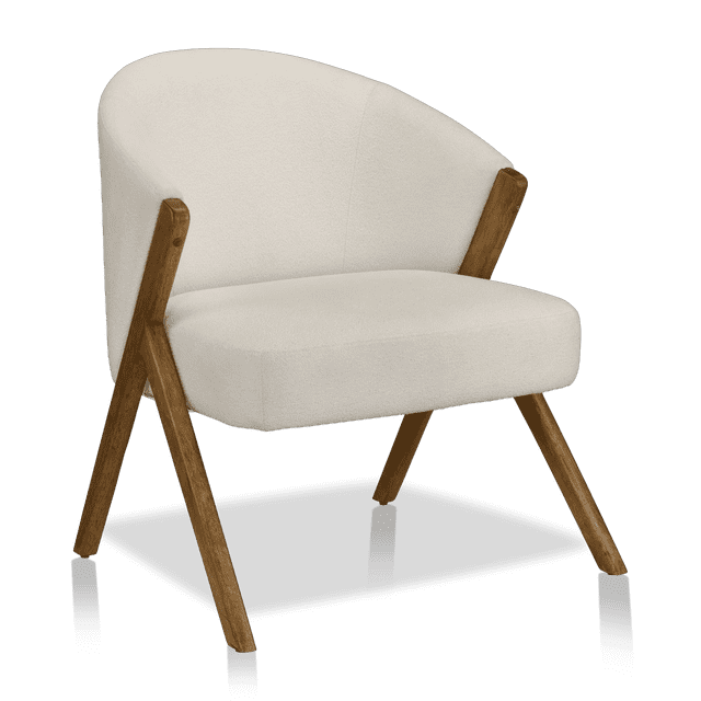 Bouclair Off White Fabric and Wood Accent Chair