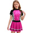 thumbnail image 1 of iiniim Kids Girls Racer Racing Driver Costumes Halloween Cosplay Party Dress Up Shiny Sequins Dance Dress Hot Pink 14, 1 of 5