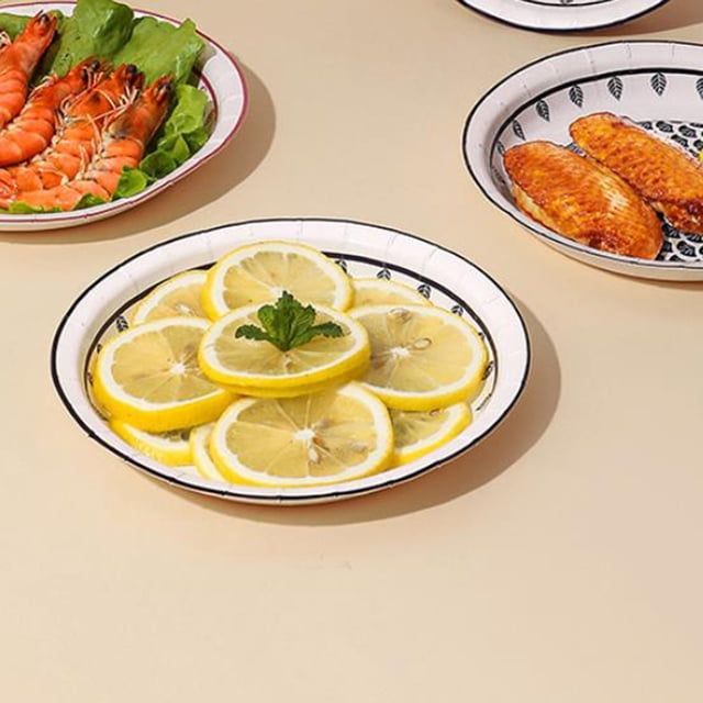 Disposable Paper Plates For Dinner, Waterproof & Oil-proof, Environmentally Friendly Thickened Round Tableware, Fruit Plates, Suitable for Family Gatherings & Outdoor Picnics, Easy to Dispose