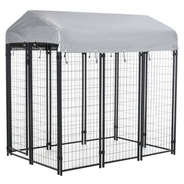 PawHut Outdoor Dog Kennel, Welded Wire Dog Run with Cover, 6' x 4' x 6'