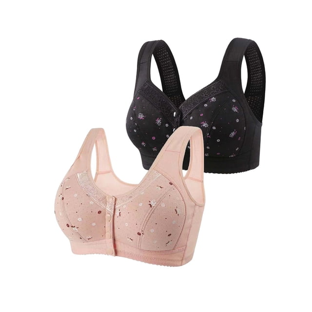 Bigersell Soutiens-gorge à Boutons-Pression devant pour Femmes 2 Pcs Style T-Shirt R-87 Soutiens-Gorge Respirants Sans Coutures Lot R-87-pinks