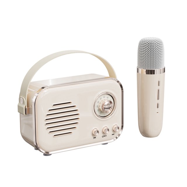 Retro mini speaker portable wireless Bluetooth speaker microphone outdoor karaoke