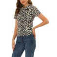 thumbnail image 4 of INSPIRE CHIC Chemisier d'Été pour Femme à Col Peter Pan, Boutonné à l'Avant, Blouse Vintage à Motif Floral, Haut S Noir, 4 of 7