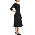 thumbnail image 4 of INSPIRE CHIC Robe de Travail pour Femme Ligne A Manches 3/4 Robe Midi Élégante TP Noir, 4 of 6