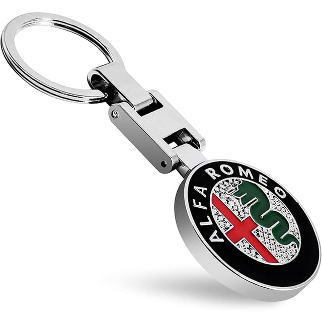 Bague Porte-Clés avec Logo de Voiture pour Porte-Clés Alfa Romeo Pendentif Emblème pour Femmes Hommes.