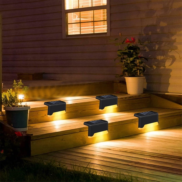 Dvkptbk Solar Light Solar Decks Lights Fence Post Lights Outdoor Lighting Garden Decorative Warm Light- Permanent All Night (4Pack) Lighting & Ceiling