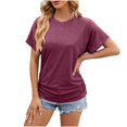 thumbnail image 4 of FAIWAD Women's Short Sleeve Summer Tunic Tops Casual Round Neck Basic Solid Color Stretch Pullover Tops, 4 of 4