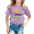 thumbnail image 1 of FhsagQ T-Shirt Décontracté Imprimé pour Filles, Col Rond, Manches Courtes, Taille 6X-7, Violet Clair, 8-9 Ans, 1 of 5